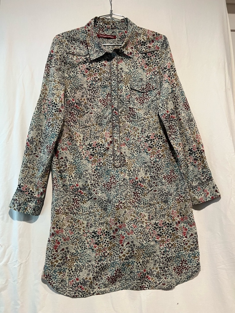 Comptoir des Cotonniers Floral Tunic Shirt Dress Parisian Button Front 10